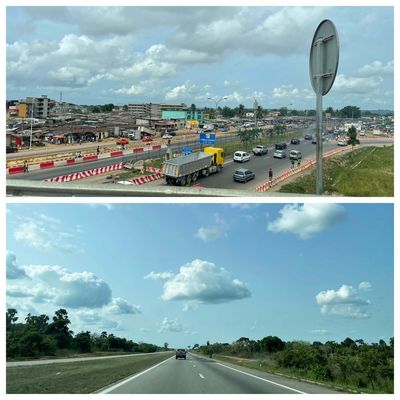 Travel pictures of road with blue sky